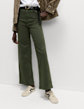 High Waisted Wide Leg Ankle Grazer Jeans