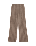 Textured Elasticated Waist Wide Leg Trousers