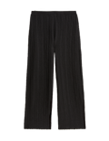 Textured Elasticated Waist Wide Leg Trousers