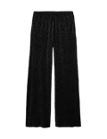 Velvet Crinkle Wide Leg Trousers