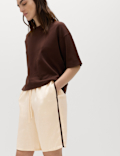 Side Stripe Longline Shorts with Linen