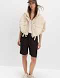 Side Stripe Longline Shorts with Linen