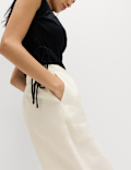 Pure Cotton Poplin Pull On Straight Leg Trousers