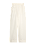 Pure Cotton Poplin Pull On Straight Leg Trousers