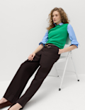 Pure Cotton Poplin Pull On Straight Leg Trousers
