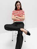 Pure Cotton Poplin Pull On Straight Leg Trousers