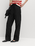 Pure Cotton Poplin Pull On Straight Leg Trousers