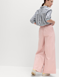 Pure Cotton Poplin Pull On Super Wide Leg Trousers