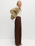 Pure Cotton Poplin Pull On Super Wide Leg Trousers
