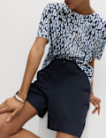 Cotton Rich High Waisted Chino Shorts