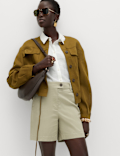 Cotton Rich High Waisted Chino Shorts