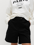 Cotton Rich High Waisted Chino Shorts