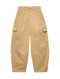 Pure Cotton Cargo Barrel Leg Trousers