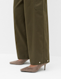 Pure Cotton Cargo Barrel Leg Trousers