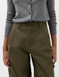 Pure Cotton Cargo Barrel Leg Trousers