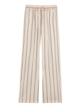 Linen Rich Striped Wide Leg Trousers