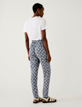 Printed Pleat Front Tapered Trousers