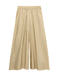 Pure Cotton Cropped Palazzo Trousers