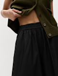 Pure Cotton Cropped Palazzo Trousers