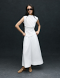 Pure Cotton Cropped Palazzo Trousers