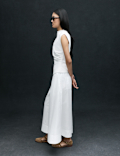 Pure Cotton Cropped Palazzo Trousers