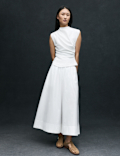 Pure Cotton Cropped Palazzo Trousers