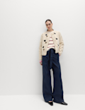 Pure Cotton Belted Straight Leg Trousers