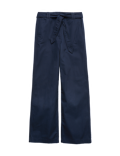 Pure Cotton Belted Straight Leg Trousers