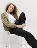 Pure Cotton Belted Straight Leg Trousers