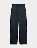 Textured Elasticated Waist Carrot Leg Trousers