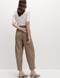 Textured Elasticated Waist Carrot Leg Trousers