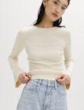 High Waisted Wide Leg Turn Up Jeans