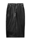 Leather Look Split Back Midi Skirt