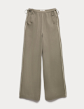 Linen Rich Tie Side Wide Leg Trousers