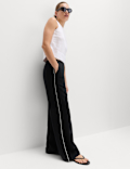 Linen Rich Tie Side Wide Leg Trousers