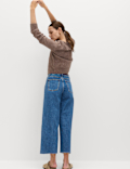 High Waisted Wide Leg Cropped Jeans