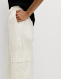Cotton Rich Cargo Wide Leg Trousers