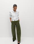 Cotton Rich Cargo Wide Leg Trousers