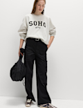 Cotton Rich Cargo Wide Leg Trousers