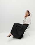 Cotton Rich Checked Button Detail Maxi Skirt