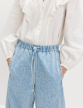 Pull On High Waisted Barrel Leg Jeans