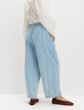 Pull On High Waisted Barrel Leg Jeans