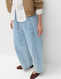 Pull On High Waisted Barrel Leg Jeans