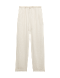 Linen Rich Elasticated Waist Tapered Trousers