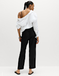 Linen Rich Elasticated Waist Tapered Trousers