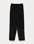 Linen Rich Elasticated Waist Tapered Trousers