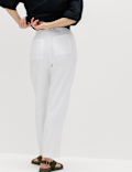 Linen Rich Elasticated Waist Tapered Trousers