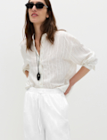 Pure Cotton Drawstring Barrel Leg Ankle Grazer Trousers