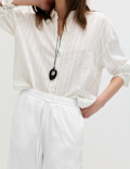 Pure Cotton Drawstring Barrel Leg Ankle Grazer Trousers