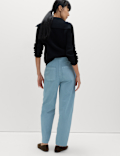 Pure Cotton Elasticated Waist Carrot Leg Trousers